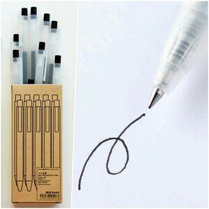 MUJI Smooth Gel Ink Black Ballpoint Pen 0.5mm Writing Sketching 10 pcs Set Japan